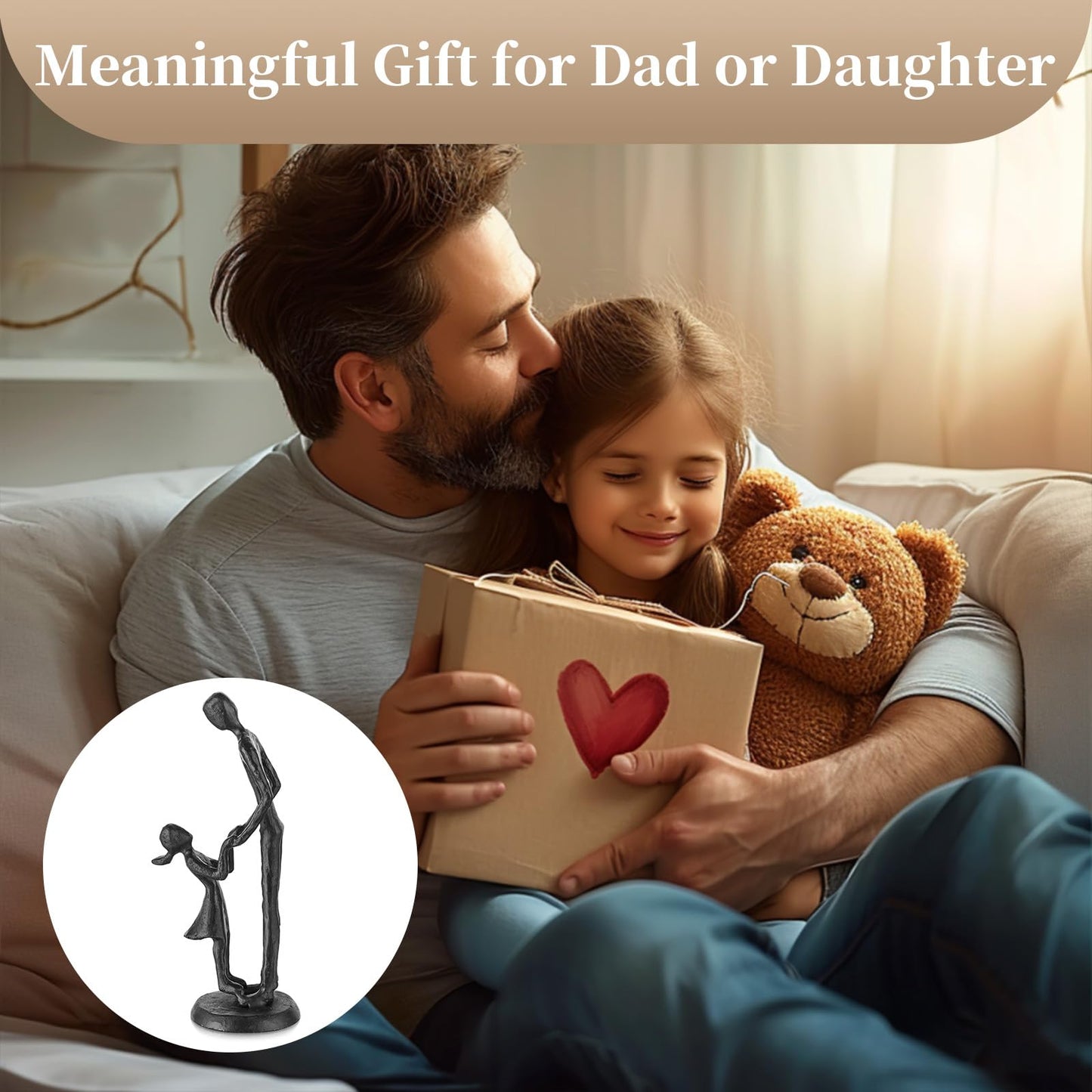 Iron Mom Daughter Figurine Gift - Love Statue for Mothers Day