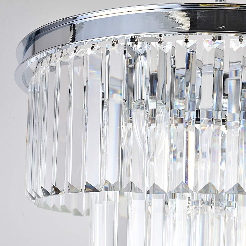 Luxury Smoke Crystal Chrome Chandelier, 8 Lights Pendant