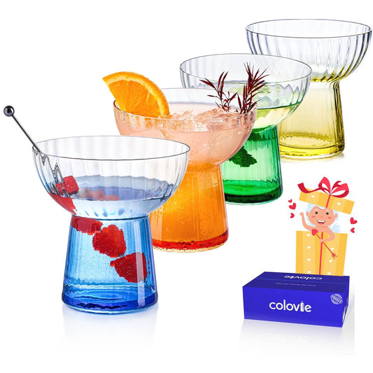 Cocktail Glasses set of 4, Stemless Margarita Glasses, 13oz