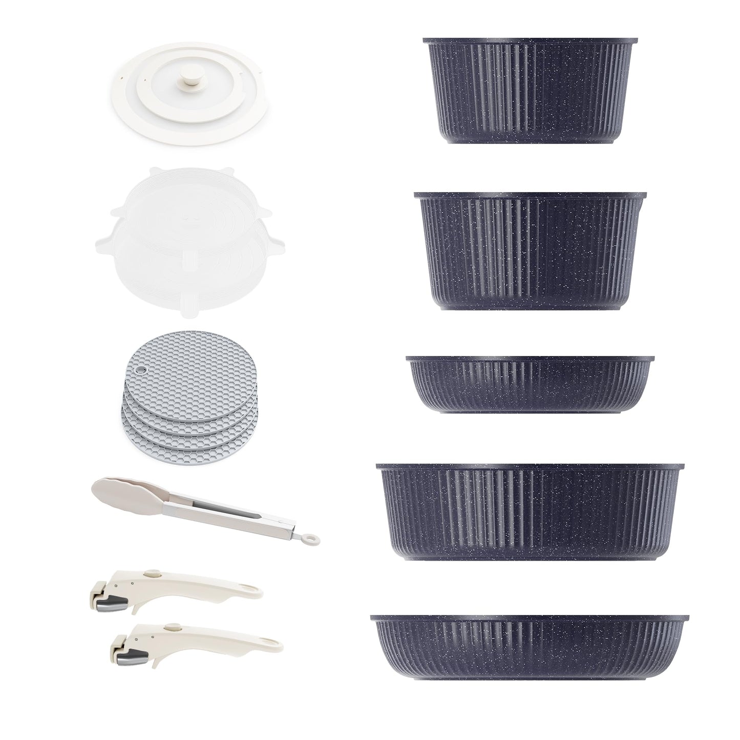 Pots and Pans Set Nonstick, Detachable Handle Cookware Sets, Stackable