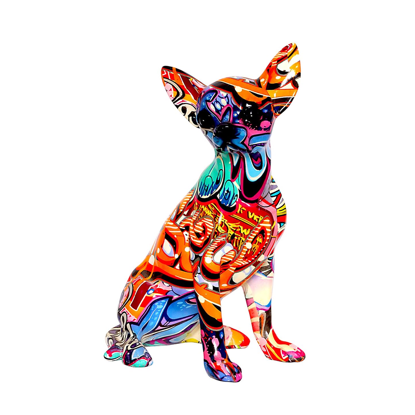 Graffiti French Bulldog Statue Sculpture Art Figurine Home Decoration