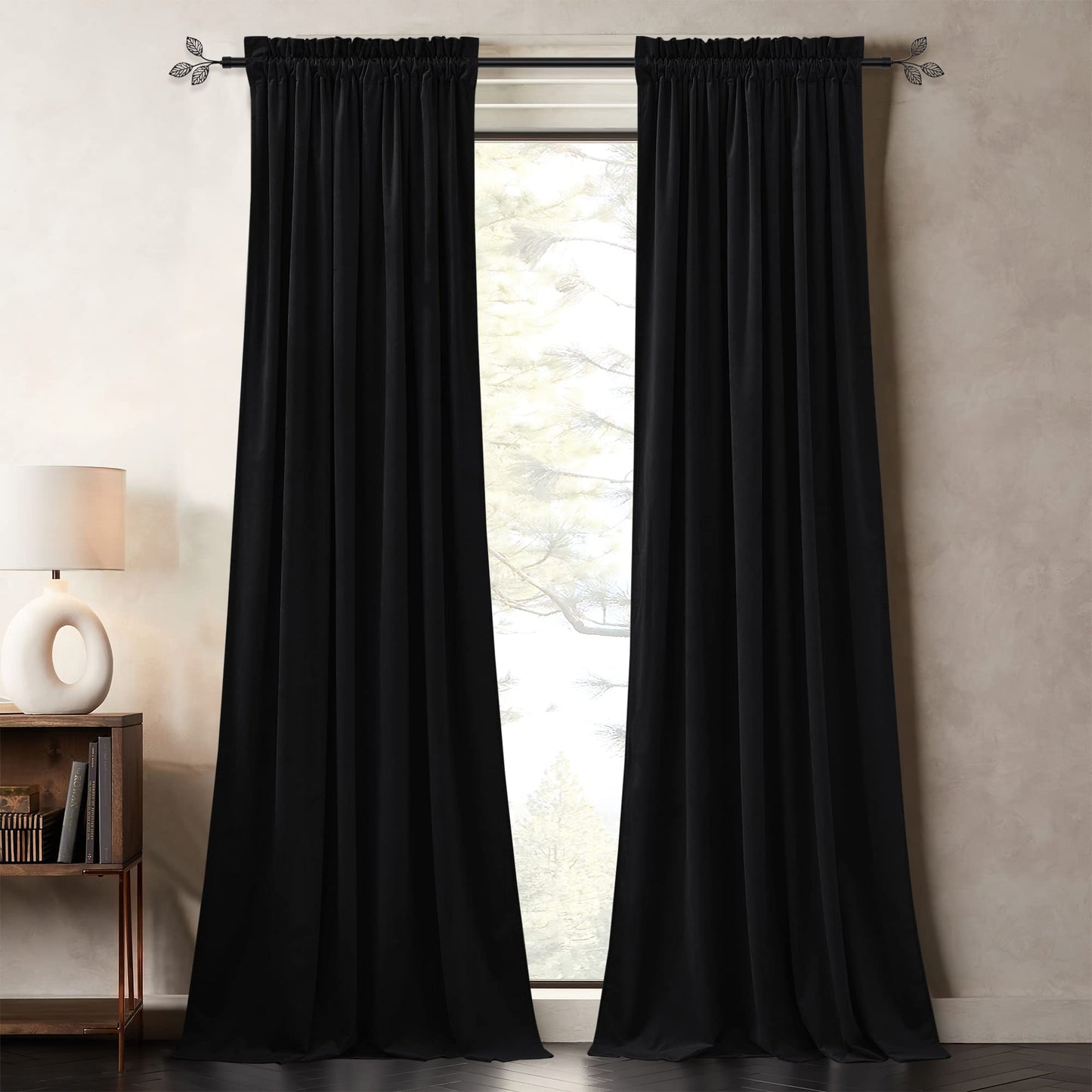 Velvet Curtains 96 inches - Soundproof Light Blocking Velvet Curtain