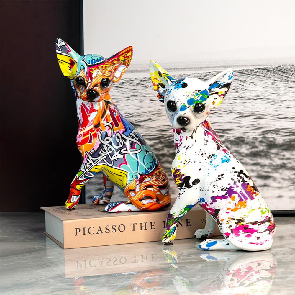 Graffiti French Bulldog Statue Sculpture Art Figurine Home Decoration