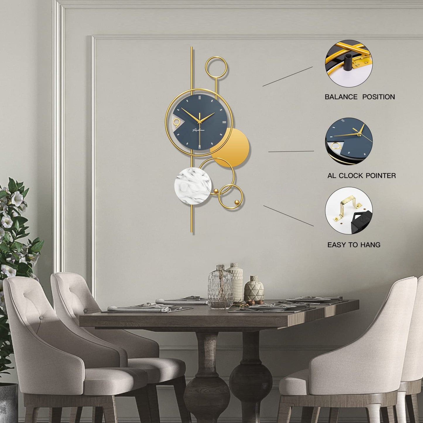 Large Silent Wall Clocks, Modern, Battery Operated, Non-Ticking