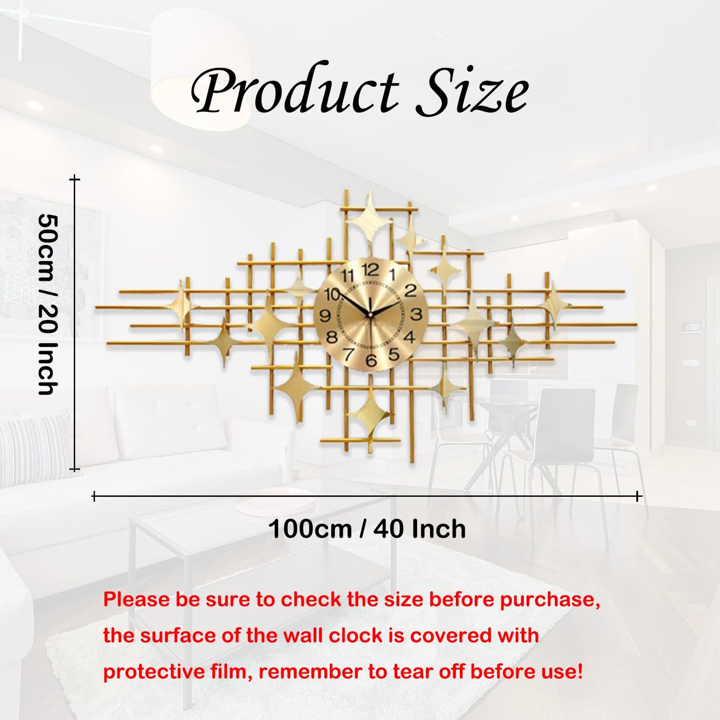 3D Metal Ginkgo Wall Clocks Decorative with Silent Movement Wall Clock