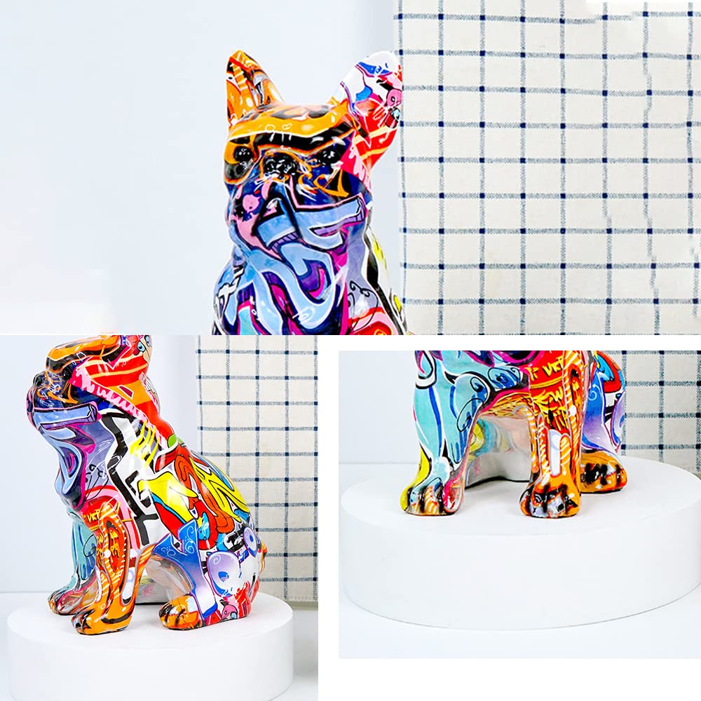 Graffiti French Bulldog Statue Sculpture Art Figurine Home Decoration