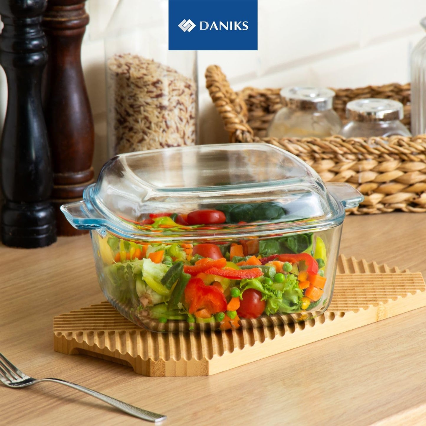 2-in-1 Glass Baking Dish with Borosilicate Glass Lid | 3.7 Quart Glass