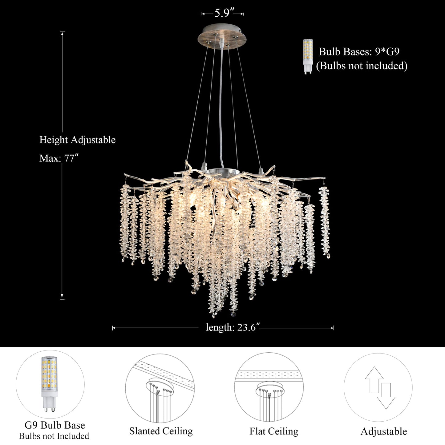 Modern Crystal Tree Branches Chandelier Gold Round Raindrop