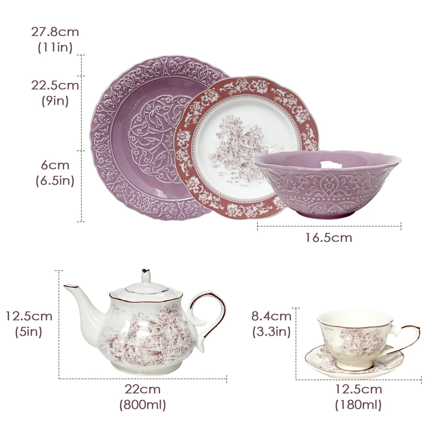 Bone China Dinnerware Sets for 4, 12-Piece Bone China Bowls for Kitchen & Collection