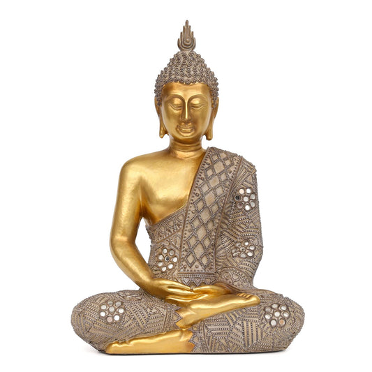 Buddha Statue for Home Decor Gold 12.4”-Buddha Statues for Zen Decor