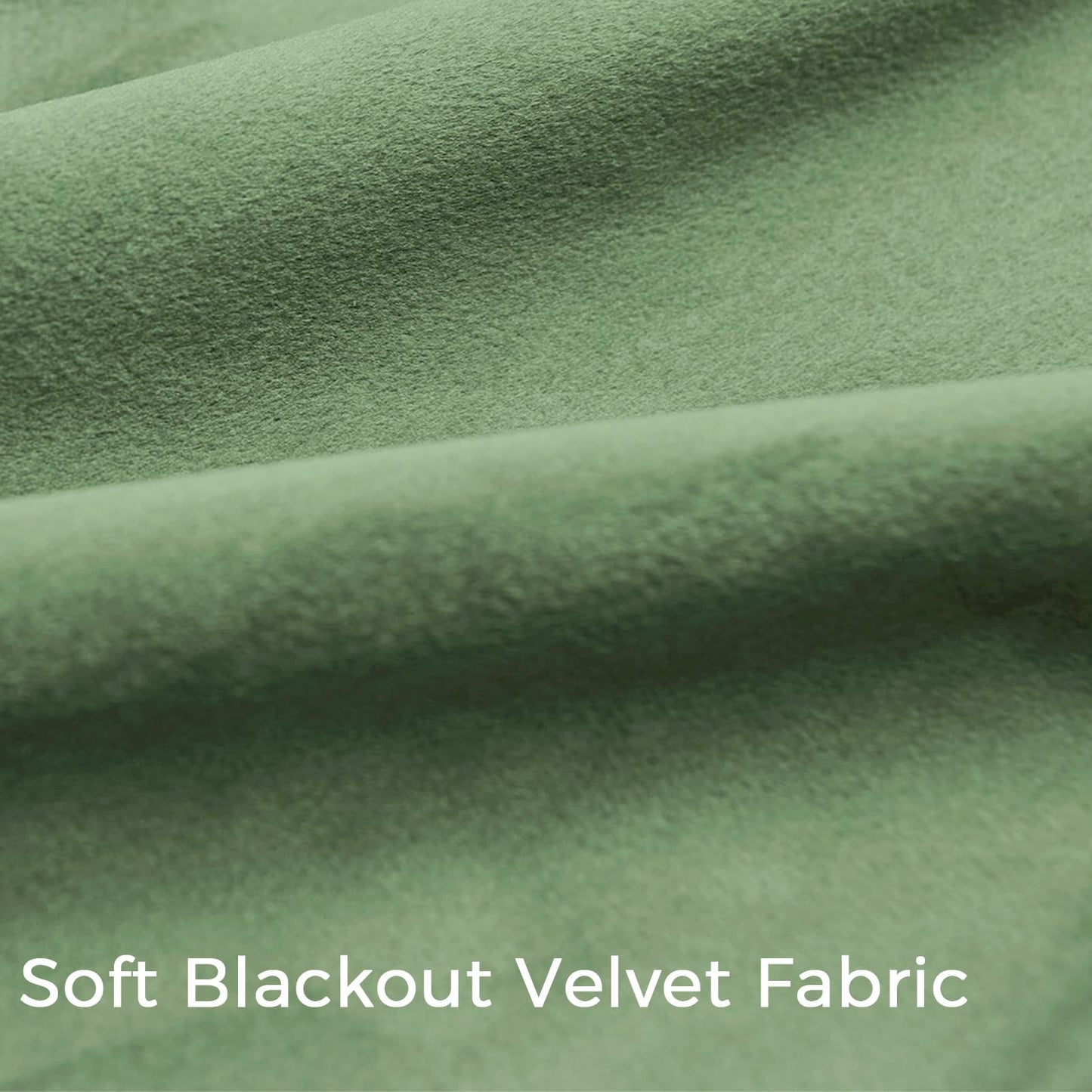 Green Velvet Blackout 90 Inch Curtains, Sage Green, 2 Panels