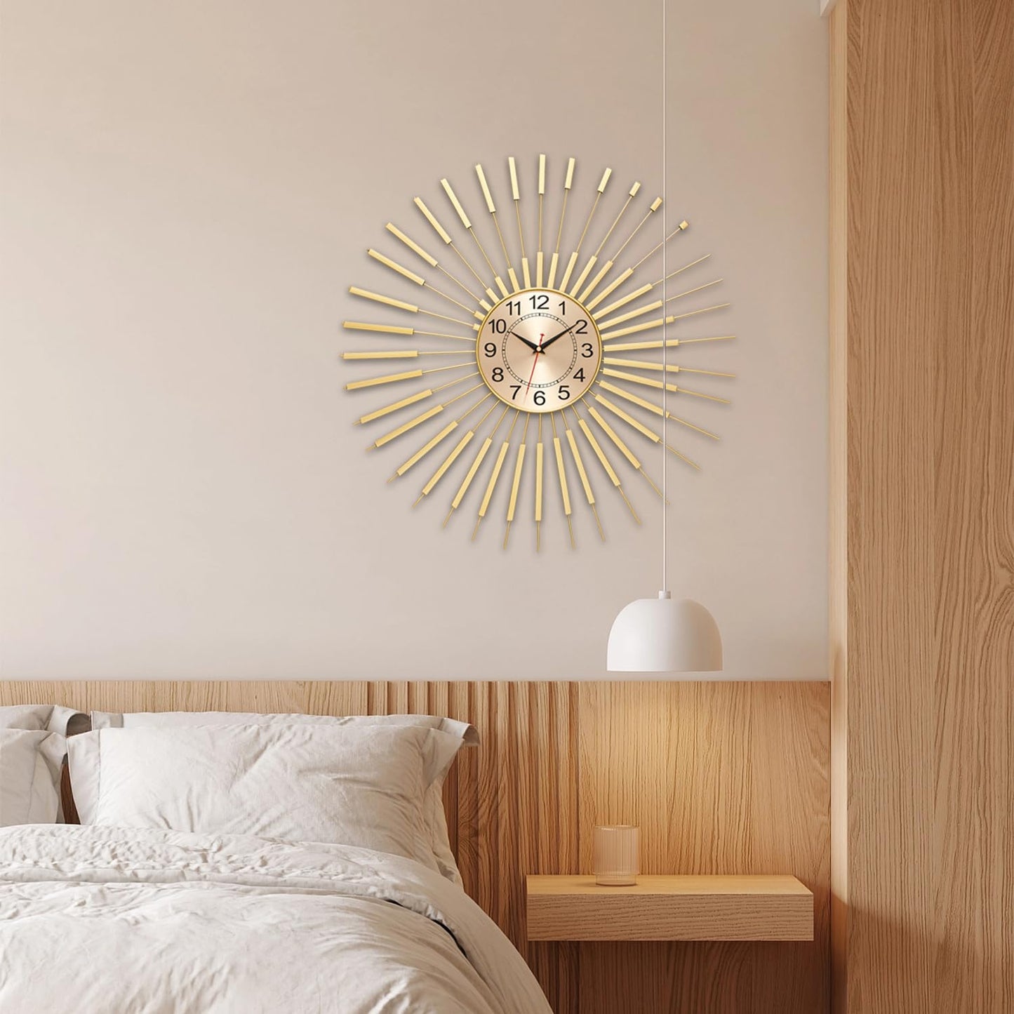 Large Starburst Wall Clock Non-Ticking Battery Operated