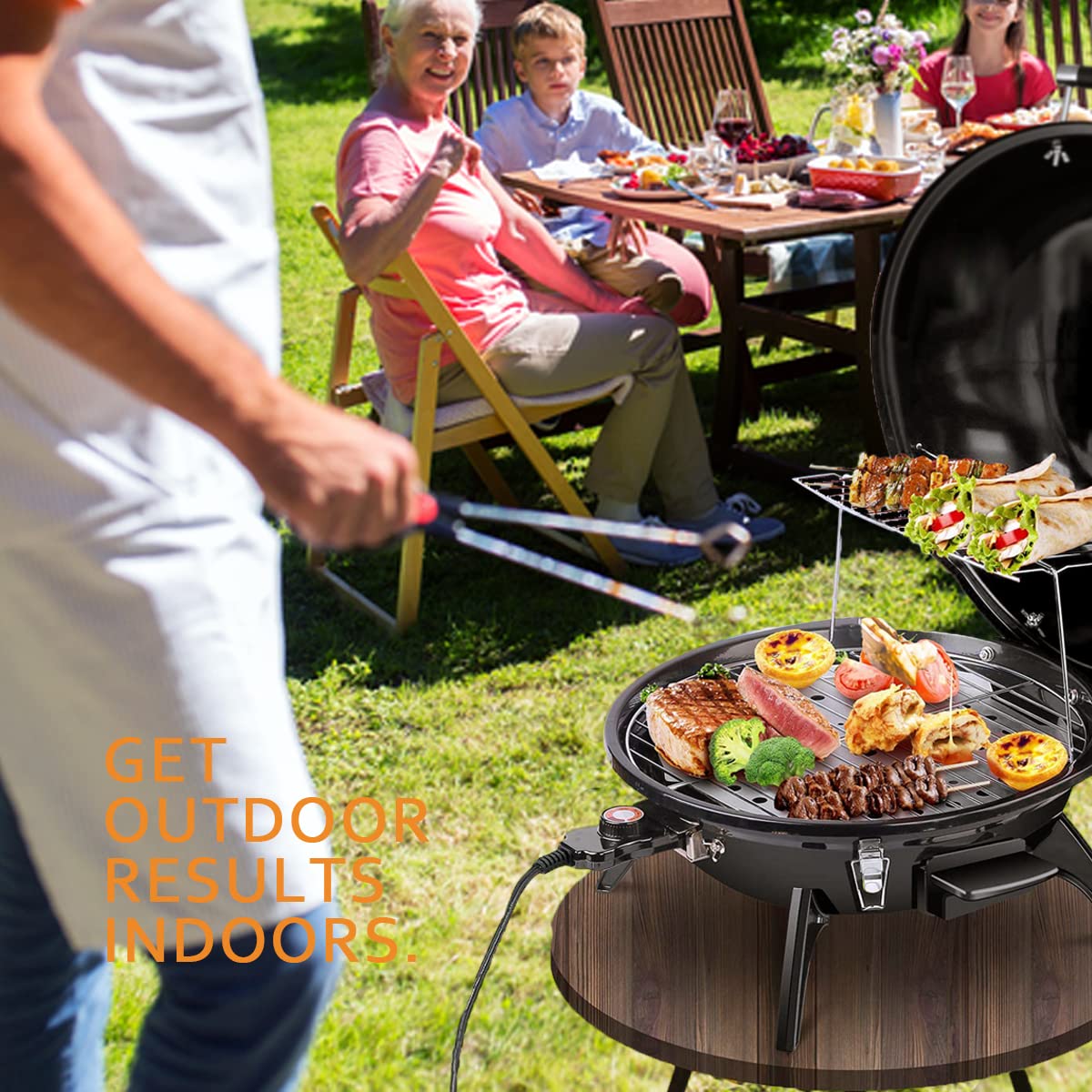 Electric BBQ Grill Techwood 15-Serving Indoor/Outdoor Electric Grill