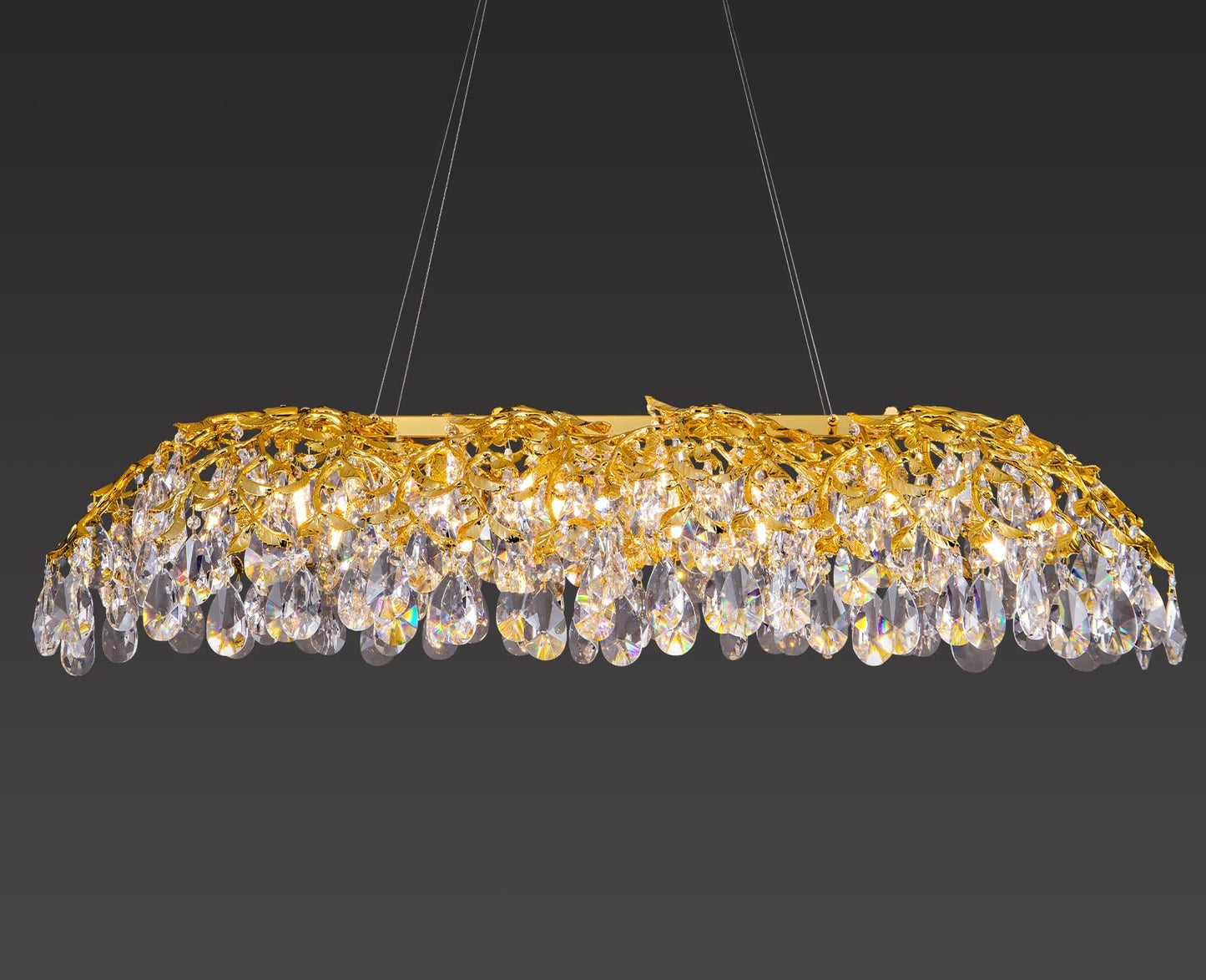 Modern Crystal Chandelier, Gold Pendant Flower Hanging Lighting