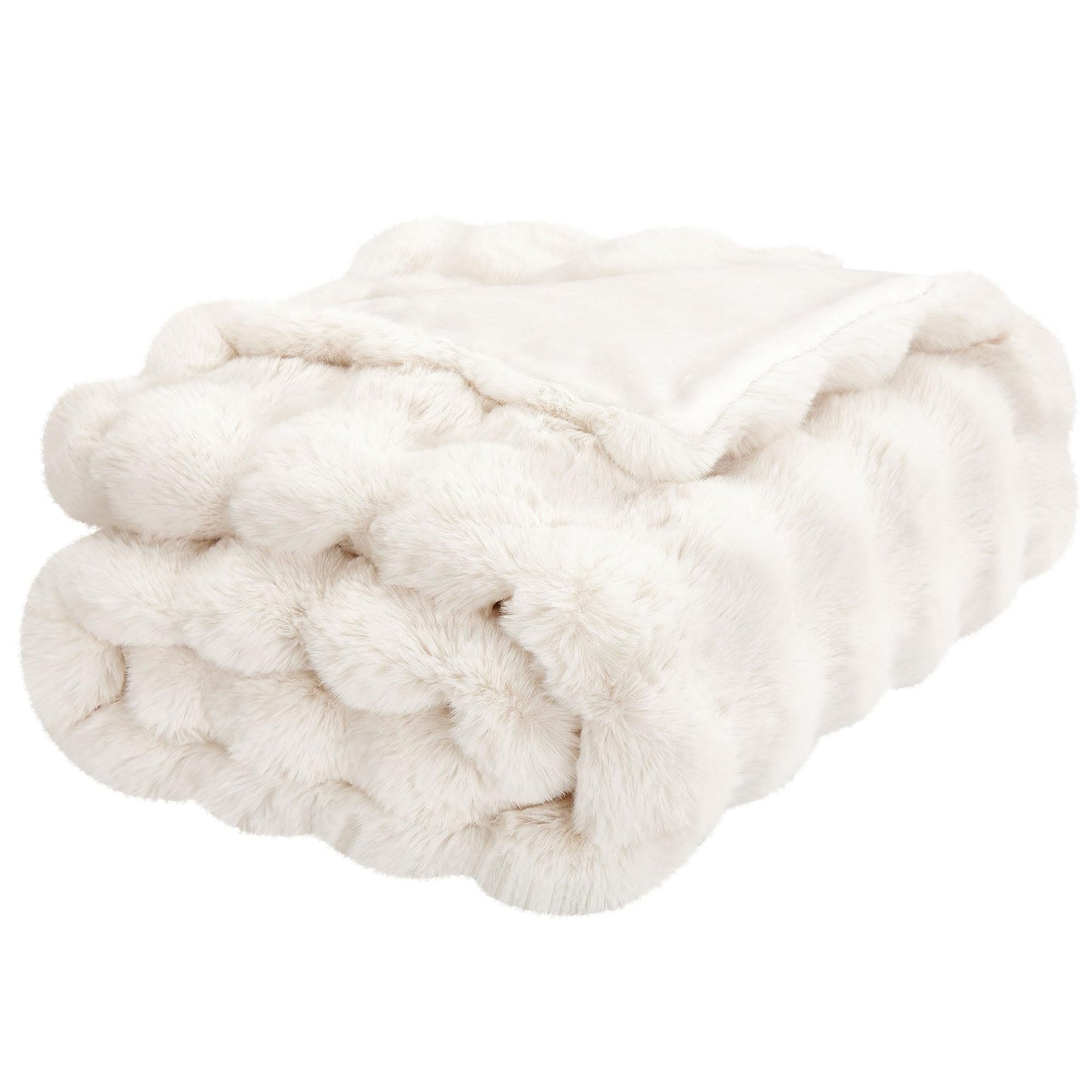 Soft Thick Fuzzy Faux Rabbit Fur Throw Blanket for Couch Sofa