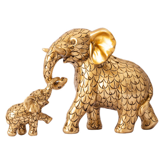 Vintage Gold Elephant Statue.Elephant Figurines Inspiring Good Luck,Health.Unique Elephant Gifts for Women,Moms.Elephant Home Decor Ornaments for Living Room,Bookshelf,Table Centerpiece,Office