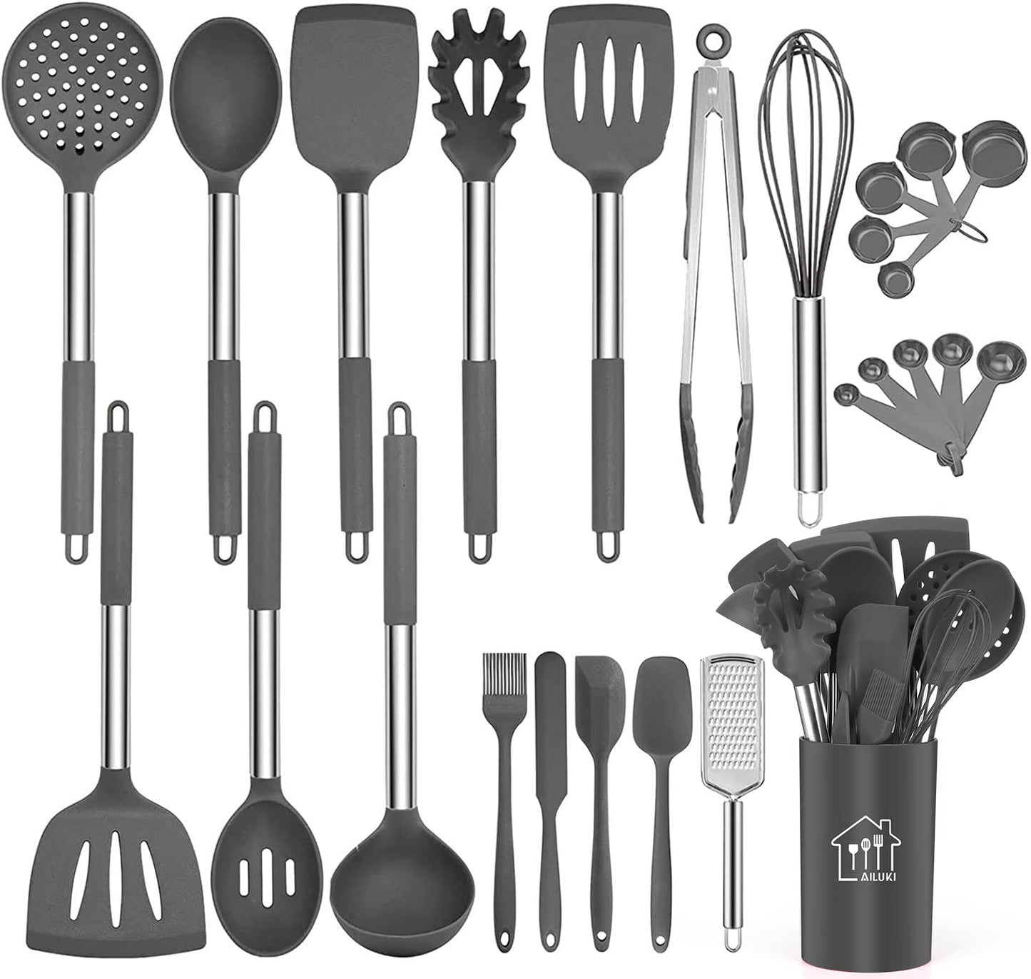 Kitchen Utensils 26 Pcs Set, Non-stick Heat Resistant Silicone