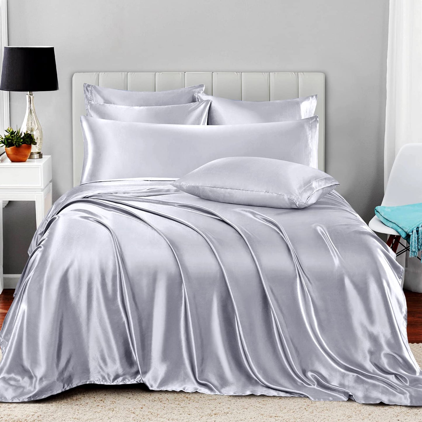 7pcs Satin Sheets Queen Size Bed Set Satin Sheet Set