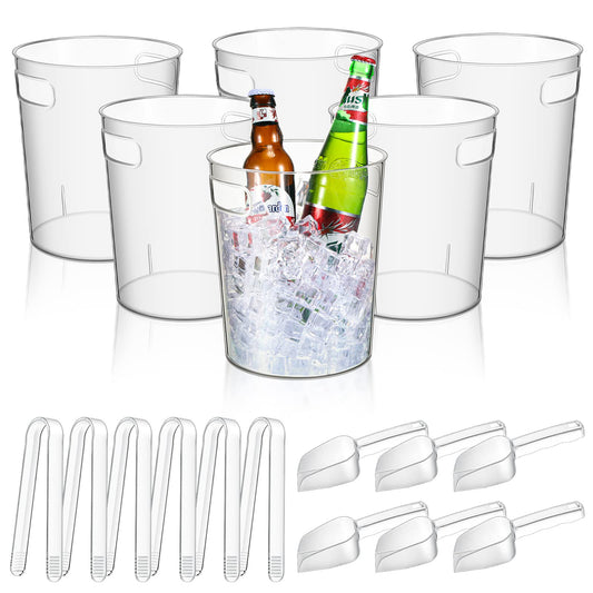 18 Pieces Plastic Ice Buckets for Parties Clear(4 L)