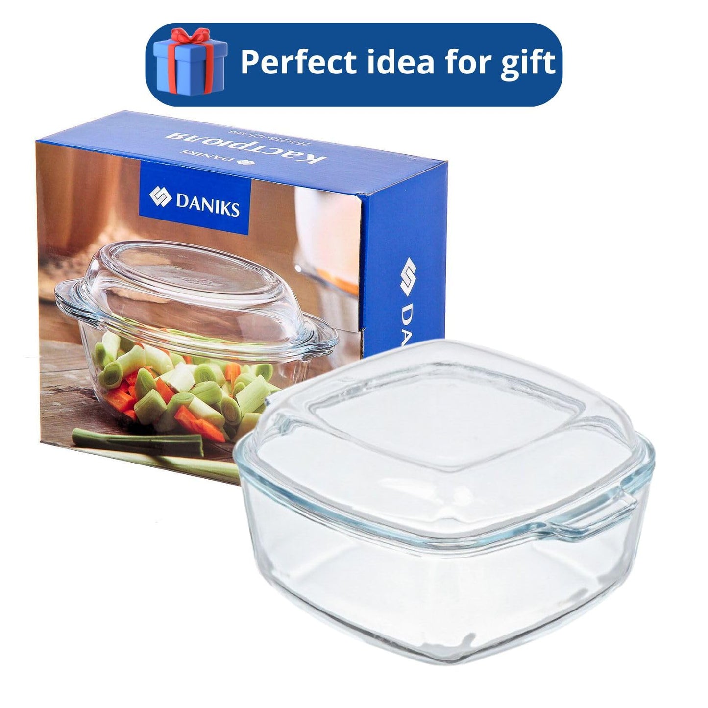 2-in-1 Glass Baking Dish with Borosilicate Glass Lid | 3.7 Quart Glass