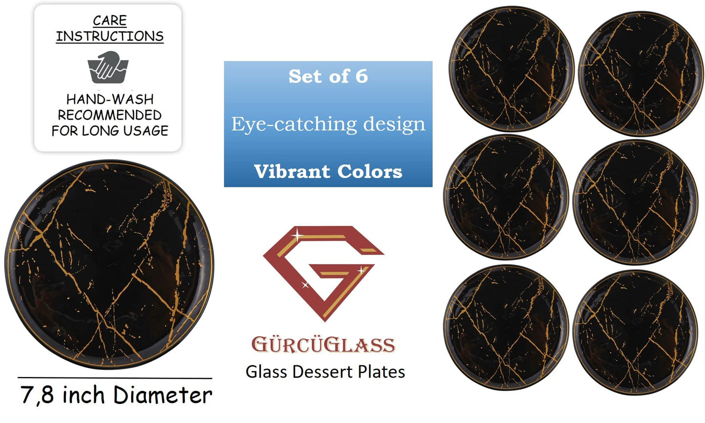 Glass Plate Set 7,8 Inch - Salad Plates | Dessert Appetizer Plates  Set of 6