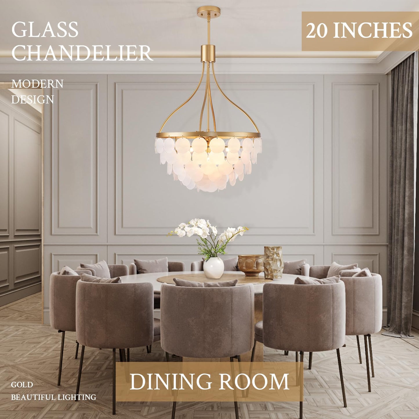 Gold Crystal Chandelier - Dimmable Contemporary Chandelier