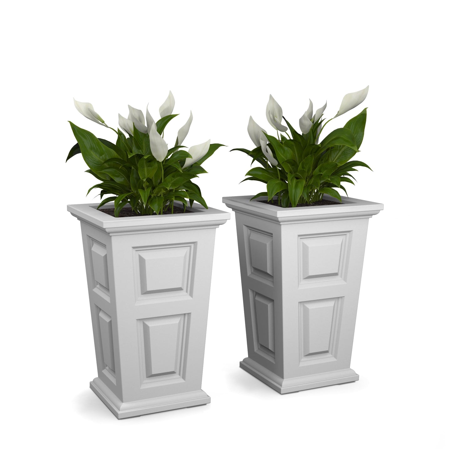 24in Tall Planter - 2 Pack - Black - Built-in Water Reservoir