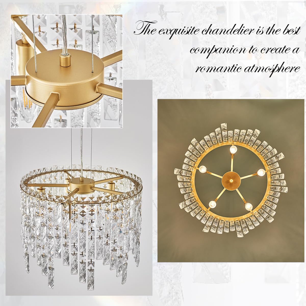 18’’ Gold Crystal Chandelier Light Fixture 5 Lights