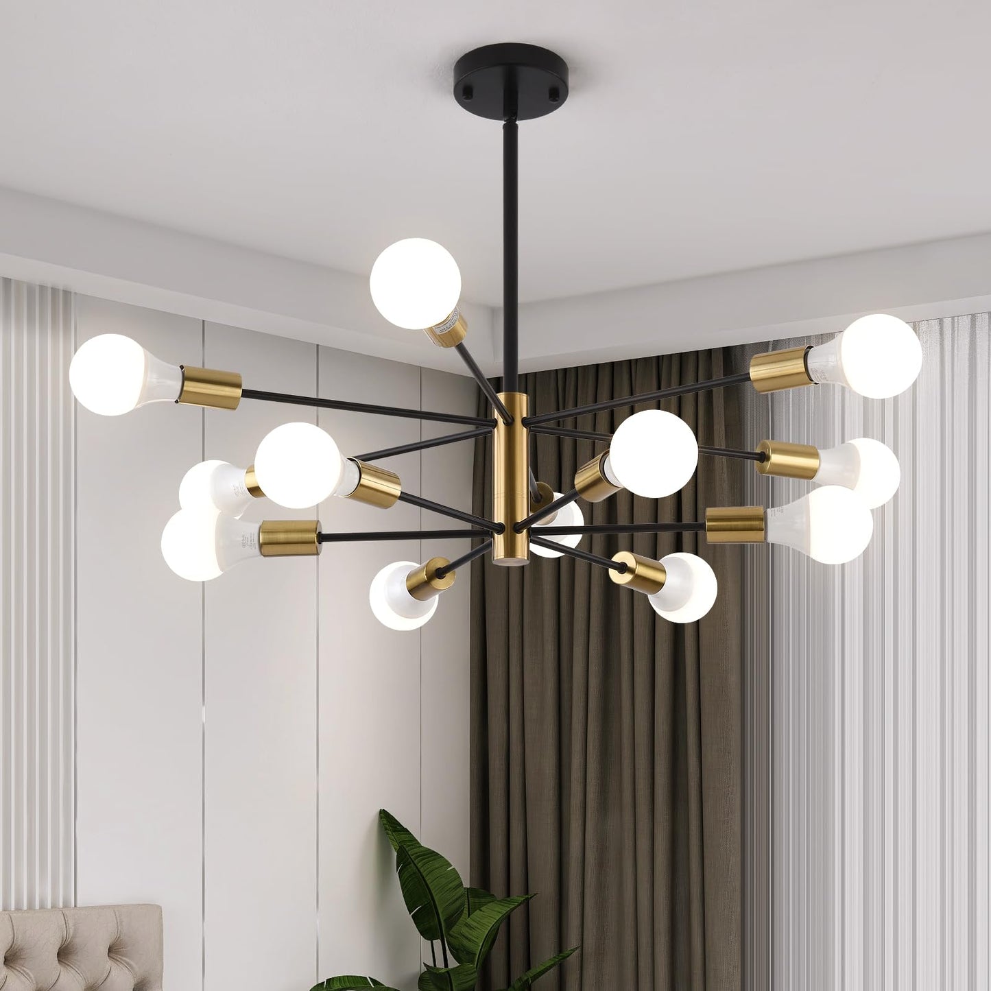 6-Light Modern Sputnik Chandelier, Mid Century Chandelier Pendant