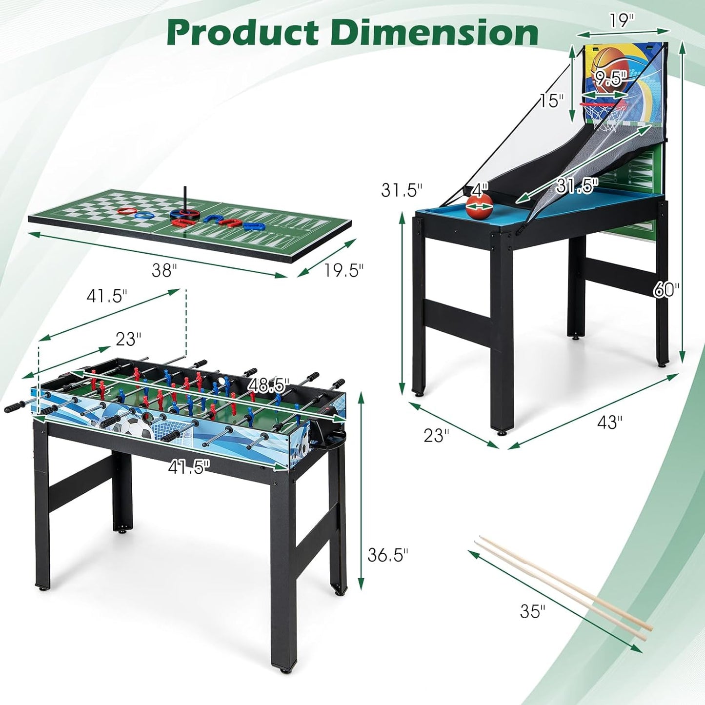 14-in-1 Multi Game Table, Combo Game Table Arcade, Game Room