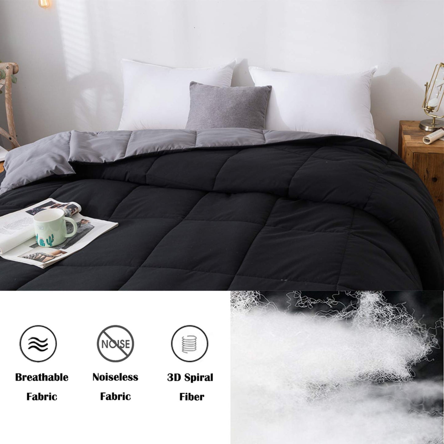 Comforters Queen Size, Duvet Insert, White All Season Duvet, Lightweight