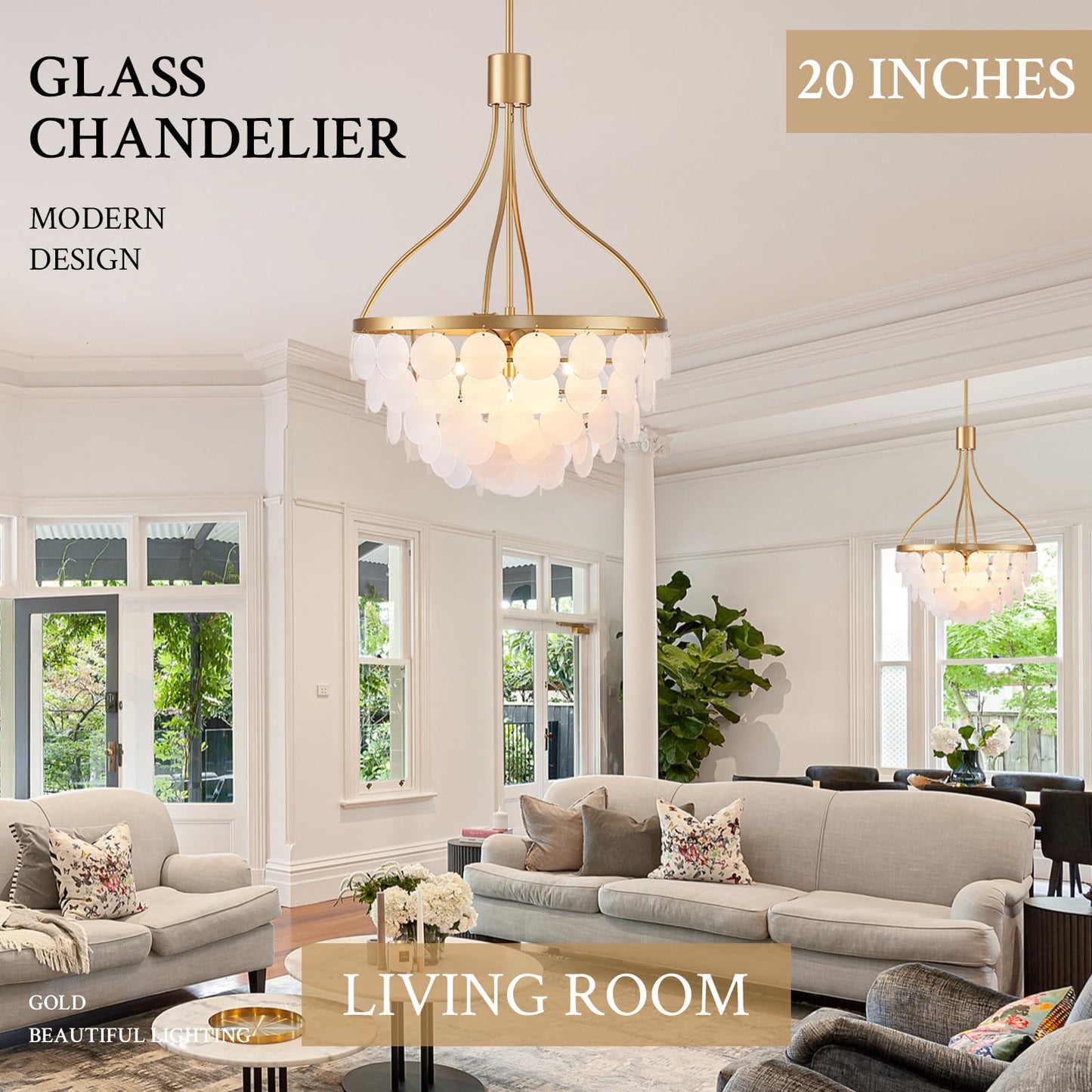 Gold Crystal Chandelier - Dimmable Contemporary Chandelier