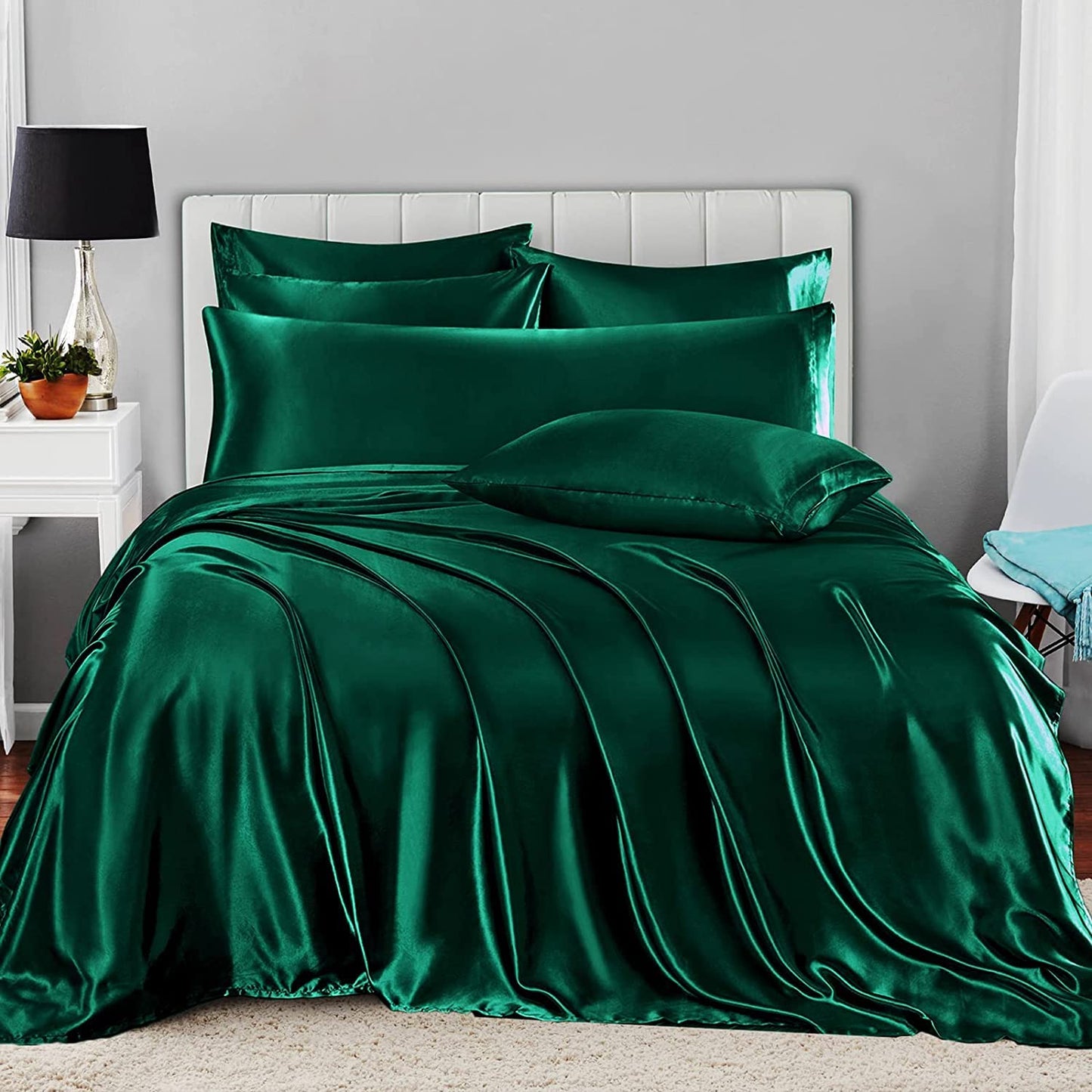 7pcs Satin Sheets Queen Size Bed Set Satin Sheet Set