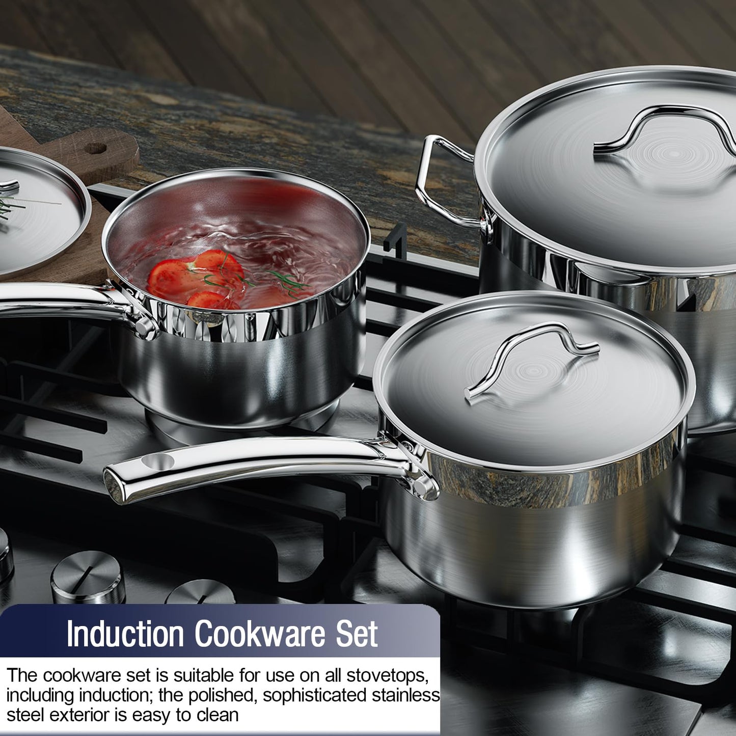 Kitchen Cookware Sets Stainless Steel, Professional Pots and Pans