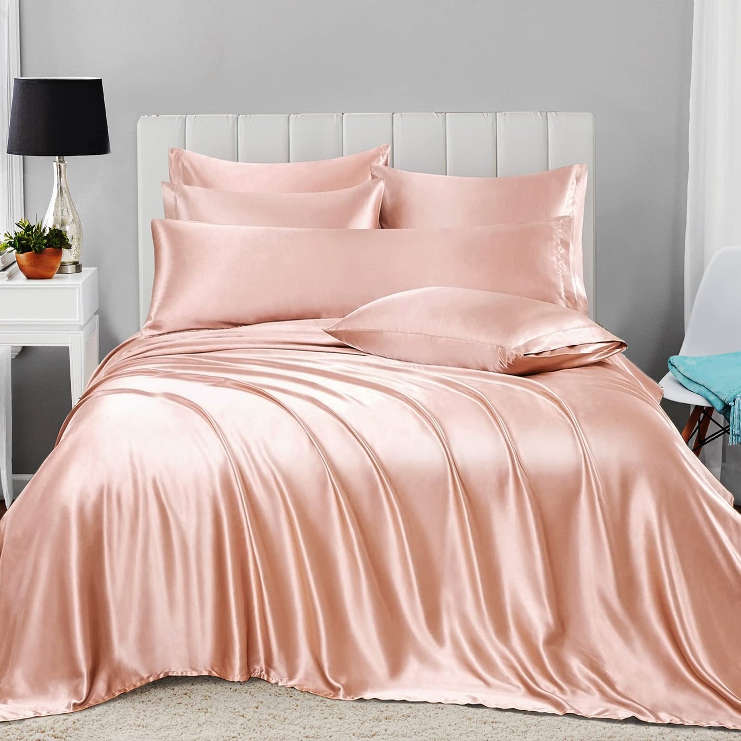 7pcs Satin Sheets Queen Size Bed Set Satin Sheet Set