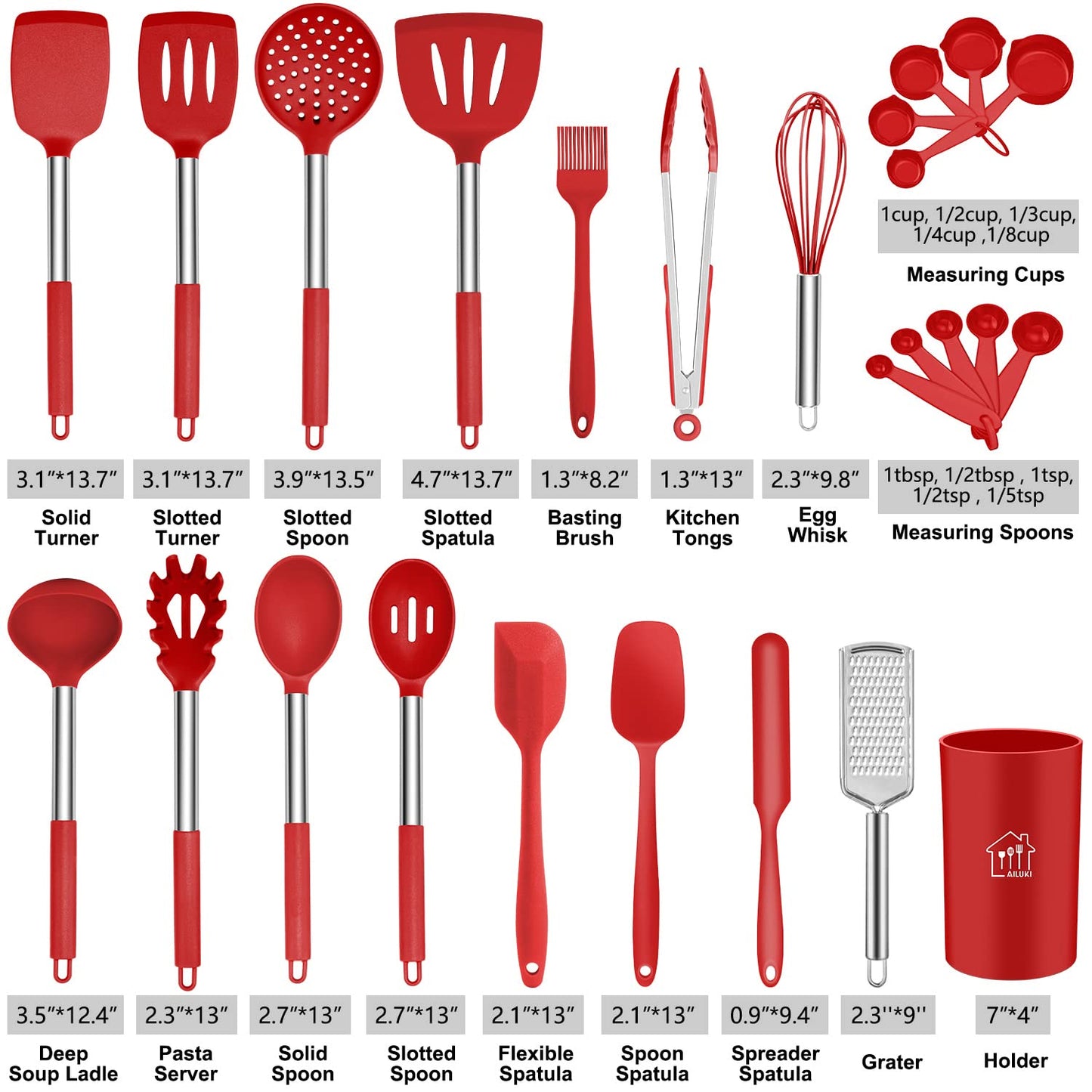 Kitchen Utensils 26 Pcs Set, Non-stick Heat Resistant Silicone