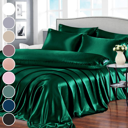 7pcs Satin Sheets Queen Size Bed Set Satin Sheet Set