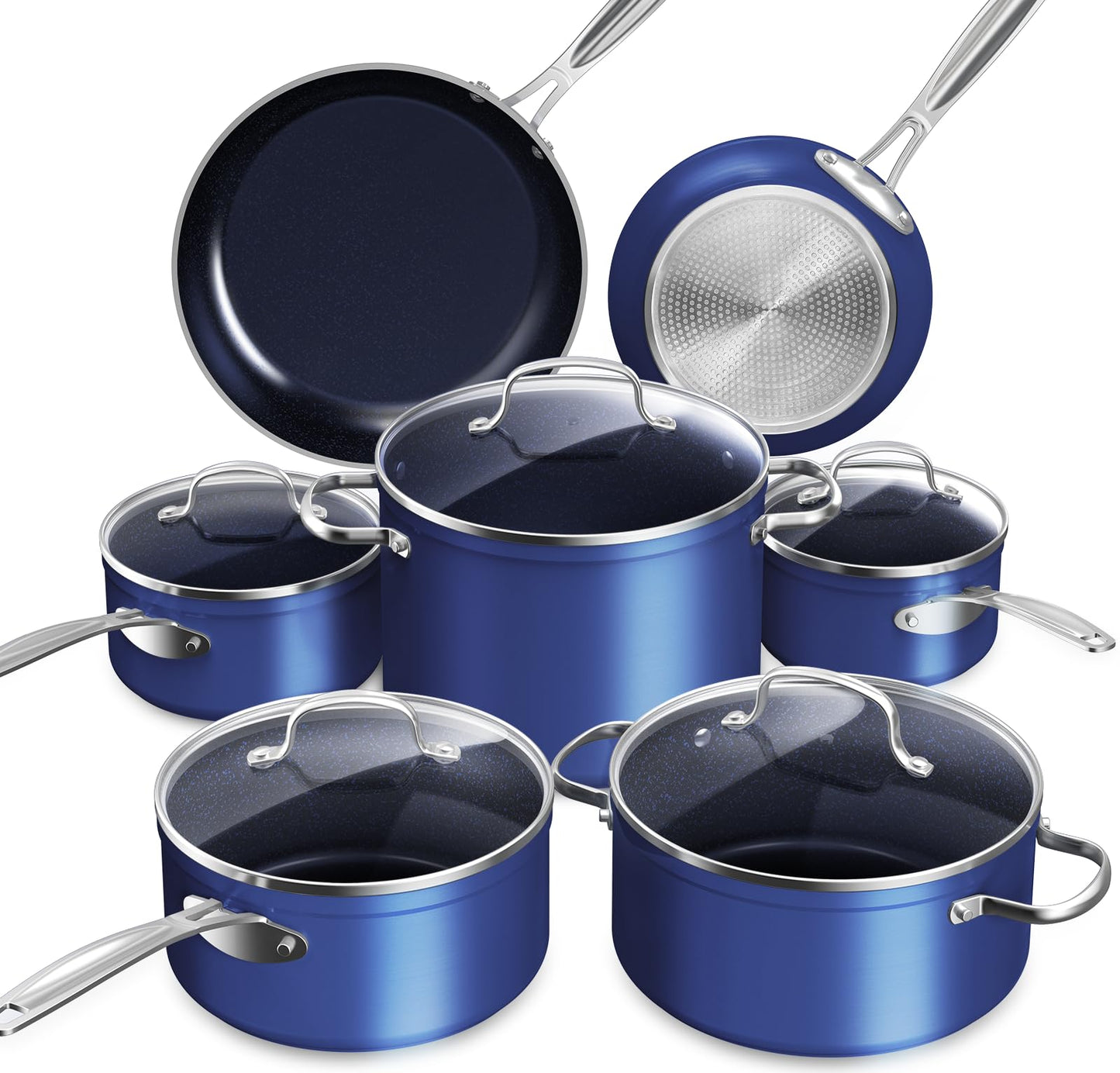 Ceramic Nonstick Cookware Set, Diamond Infused Scratch-Resistant