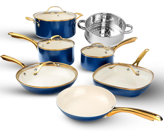 12 Pc Ceramic Pots and Pans Set Non Stick, Kitchen Cookware Sets