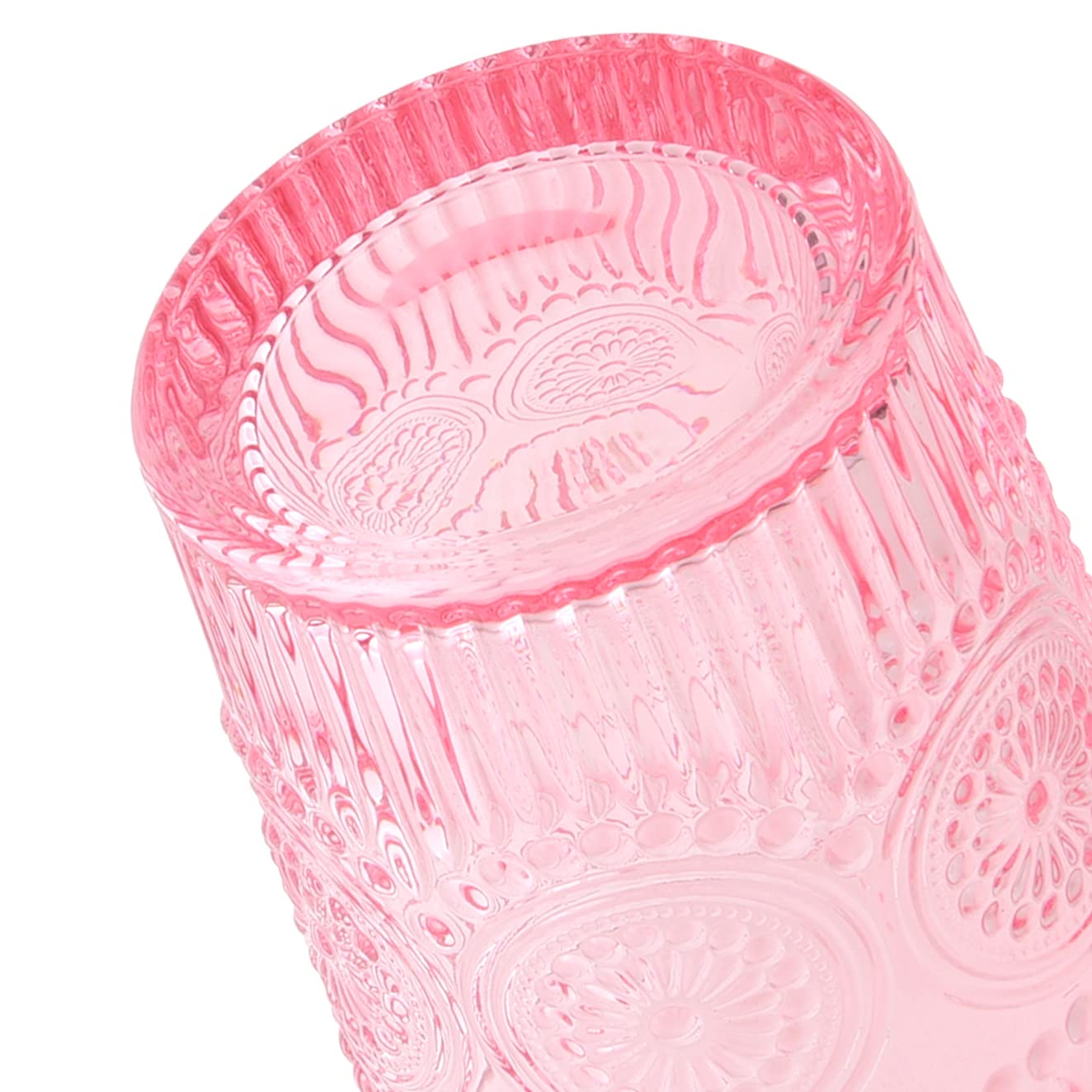 4 Pack Glasses-10.5 OZ Pink Vintage Drinking Glasses Tumblers