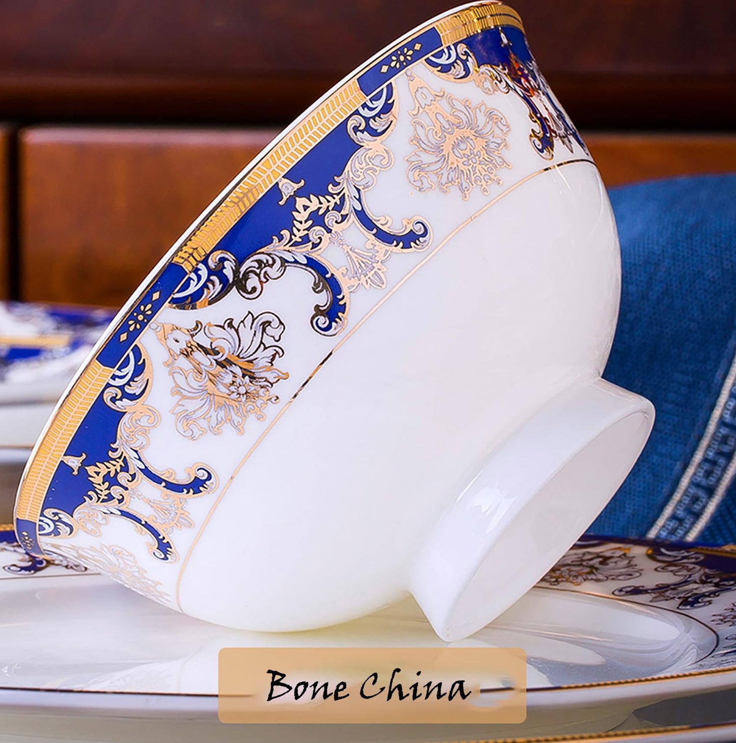 Bone China Dinnerware Sets for 4, 12-Piece Bone China Bowls for Kitchen & Collection