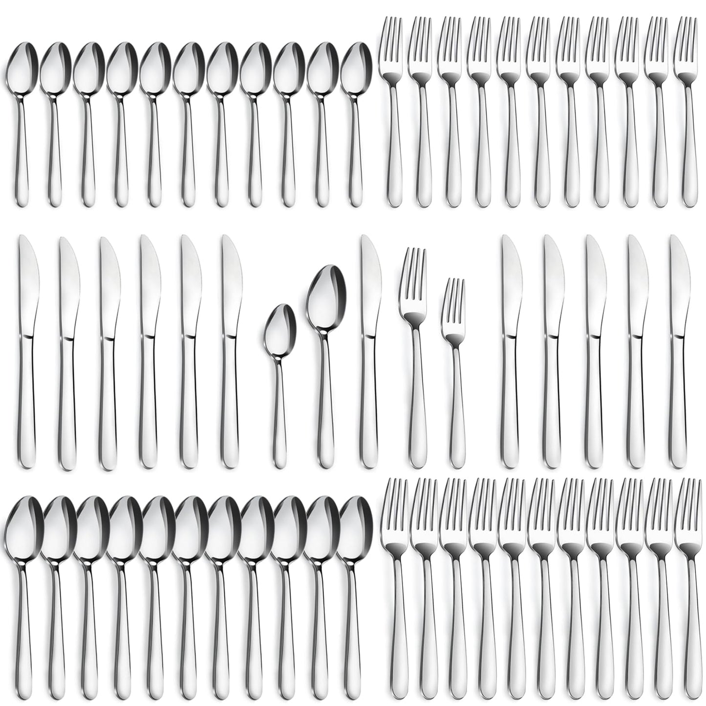 72-Pieces Silverware Sets for 12, Flatware Set with Steak Knives