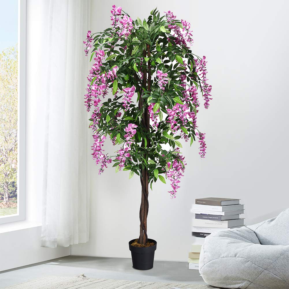 2 Pack 6ft Ficus Artificial Fake Trees for Indoor or Outdoor