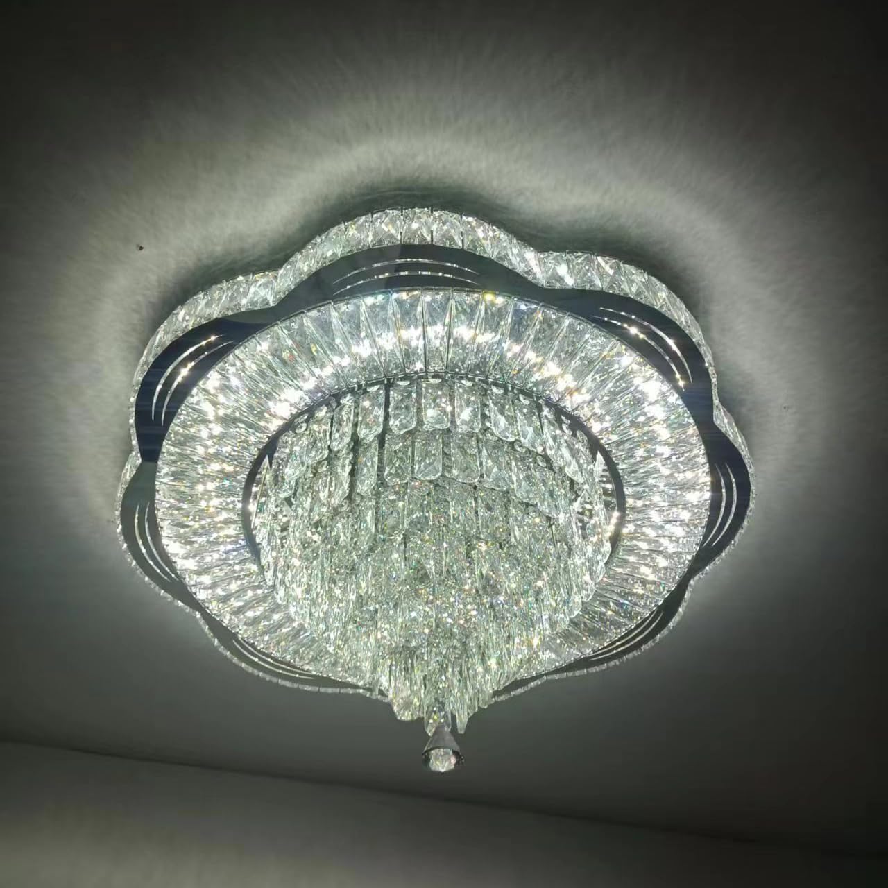 Modern Empire Crystal Chandelier 32inches Raindrop Ceiling Light