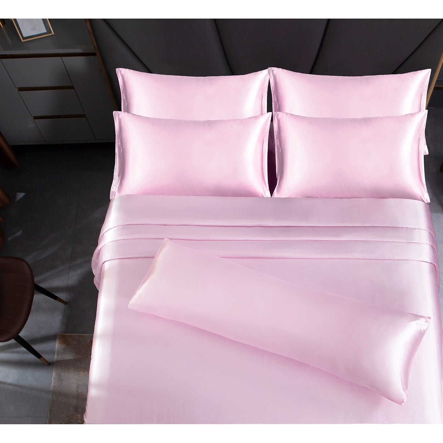 7pcs Satin Sheets Queen Size Bed Set Satin Sheet Set