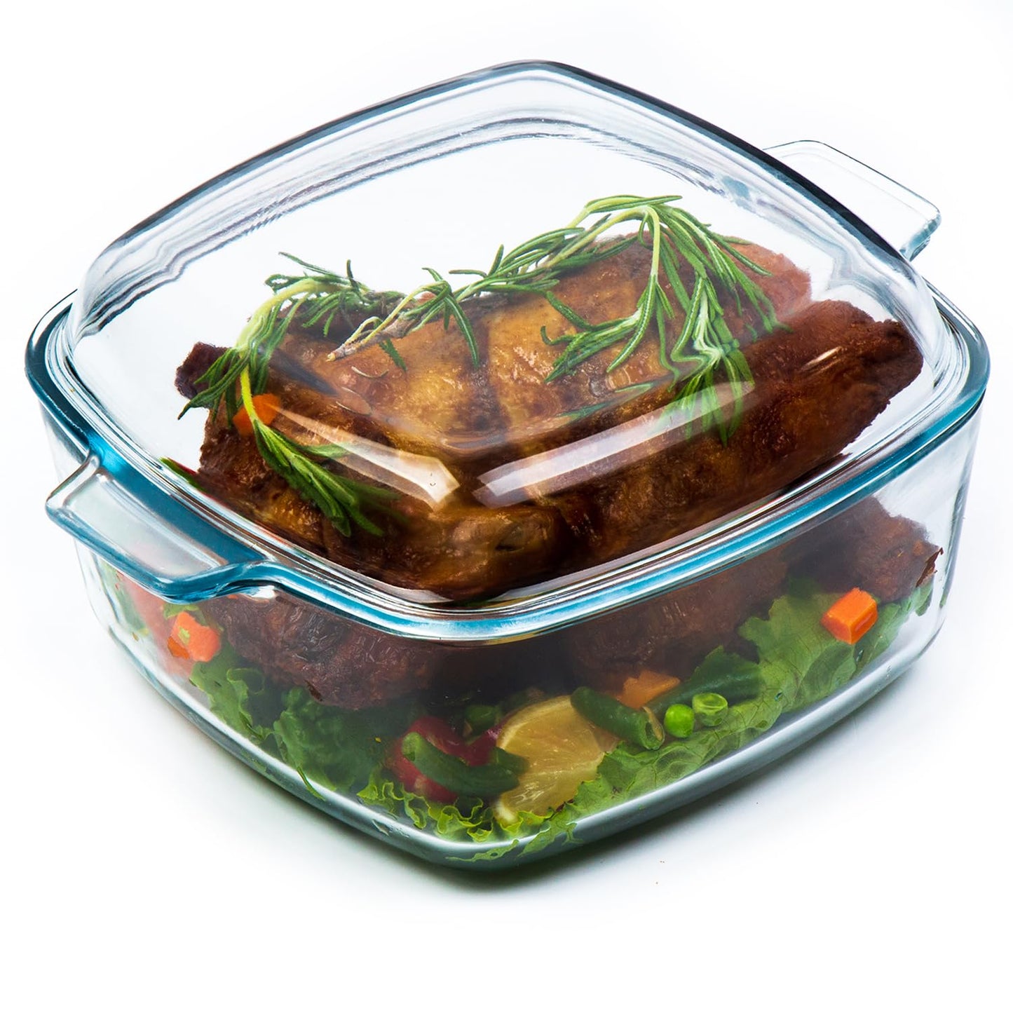 2-in-1 Glass Baking Dish with Borosilicate Glass Lid | 3.7 Quart Glass