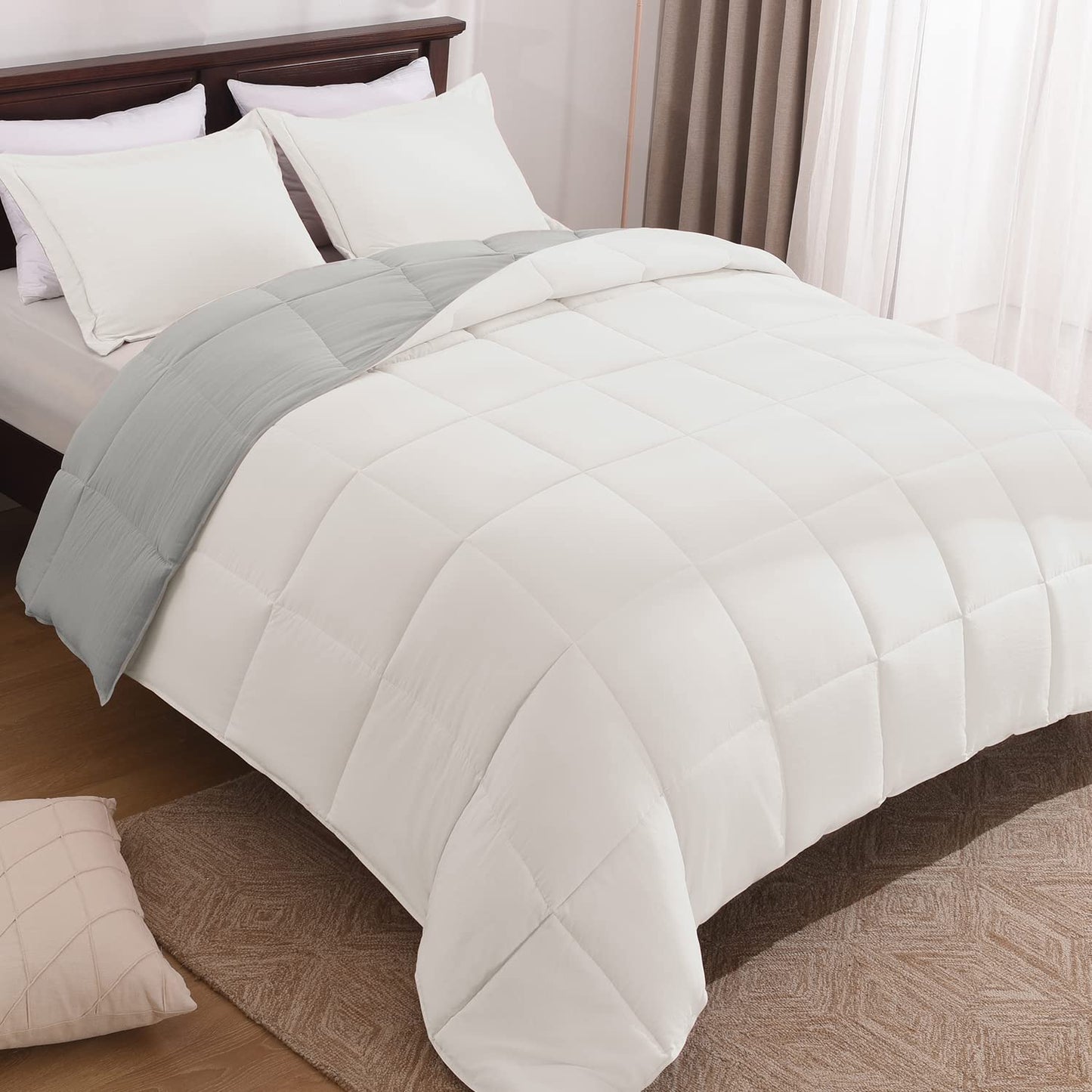 Fluffy Comforter Queen Set for All Seasons - Reversible Set