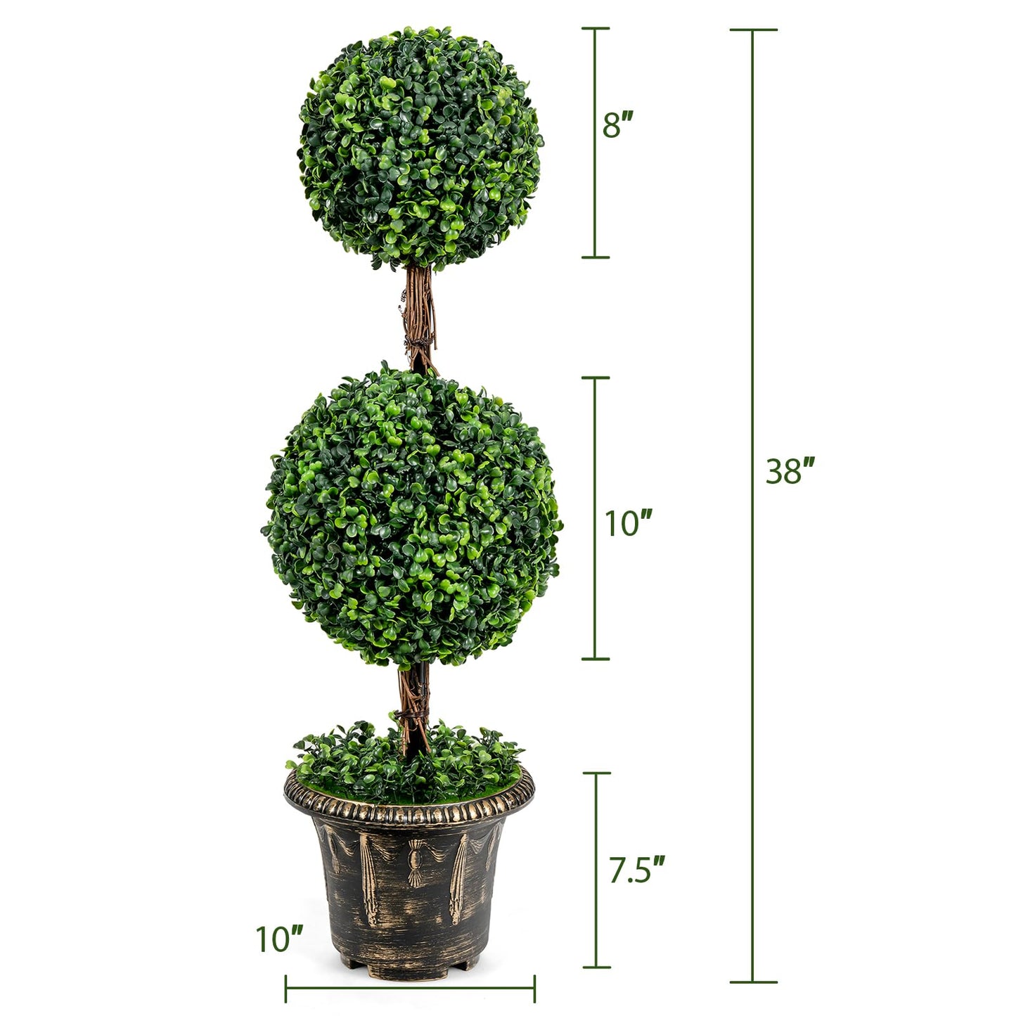 4ft 2 Pack Artificial Boxwood Topiary Tree, Fake Greenery Plants Ball Tree