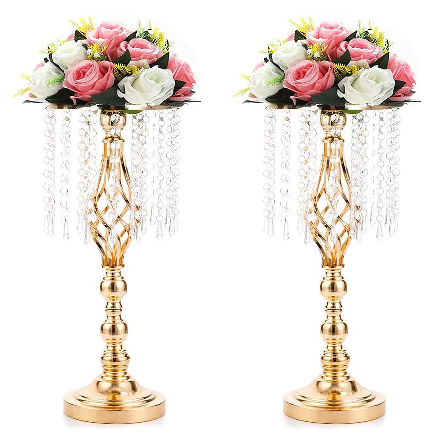 Gold Metal Flowers Floor Stand Living Room 19.3inch Tall