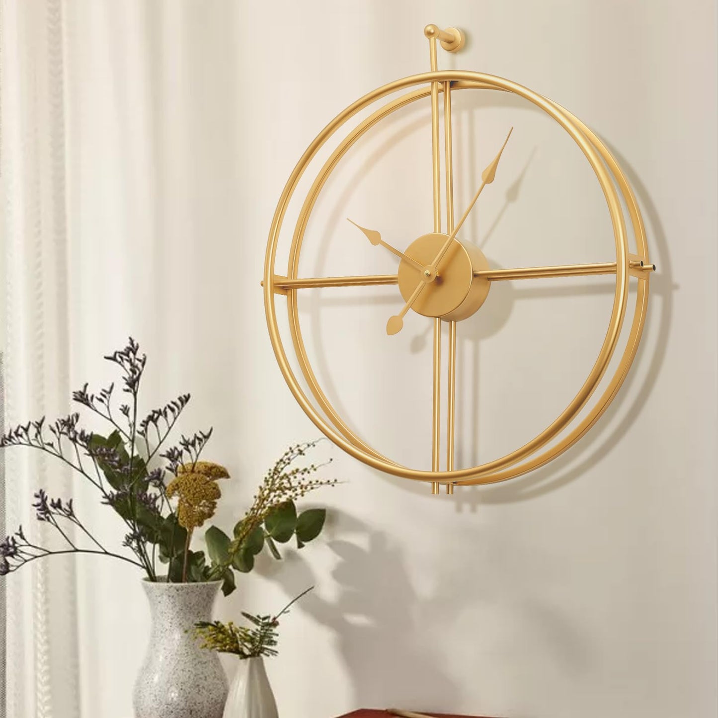 Large Wall Clock Gold Wall Clock Modern Metal Clock